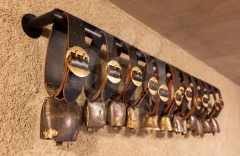 Swiss cowbells hanging at an farm in the Alps - Austria