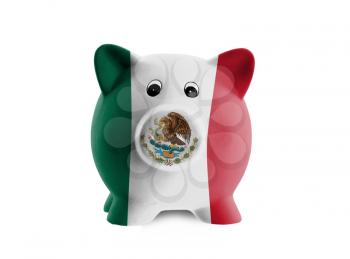 Ceramic piggy bank with painting of national flag, Mexico