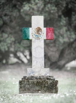 Very old gravestone in the cemetery, Mexico