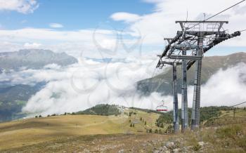 End station of a ski lift, high in the mountains, Austria in summer
