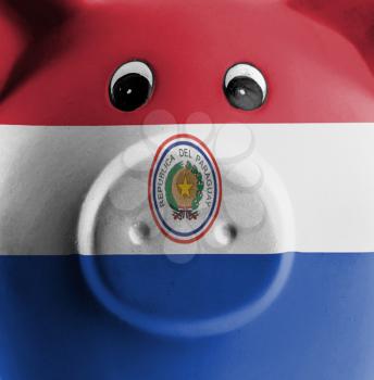 Ceramic piggy bank with painting of national flag, Paraguay