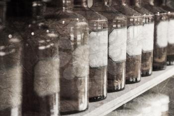 Glass bottles filled with chemicals - Vintage apothecary