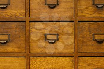 Apothecary wood chest with drawers, 30 drawers
