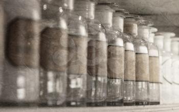 Glass bottles filled with chemicals - Vintage apothecary