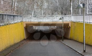 Shot of a tunnel for bicycles and pedestrians - Winter time