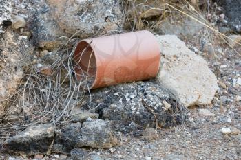 Pollution in Greece - Plastic pipe left in nature