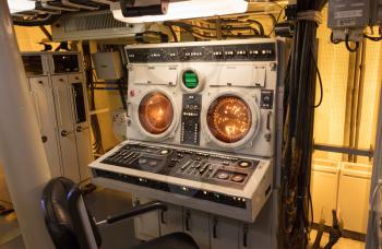 Radar screens in an old dutch navy vessel