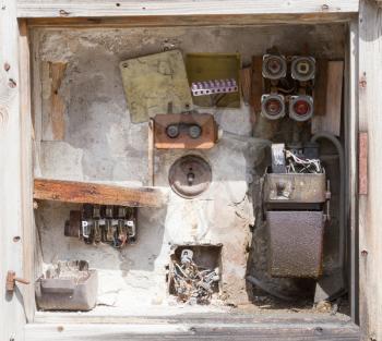 Very old fusebox in an abandoned house
