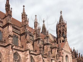 Freiburg cathedral, Germany - Closeup shot from the market place
