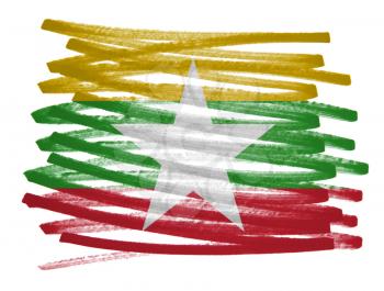 Flag illustration made with pen - Myanmar