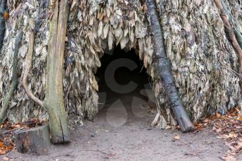 Traditional rural African hut - Made out of leaves and wood