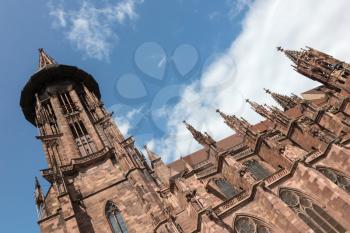Freiburg cathedral, Germany - Closeup shot from the market place