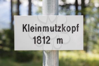 Sign in Austria, the top of a small mountain (Kleinmutzkopf)