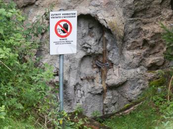 Concrete door in a mountain - Bunker in the mountain