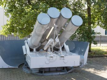 Vintage depth charge launcher in the Netherlands