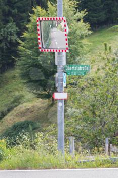 Mirror for seeing traffic around a corner - Germany