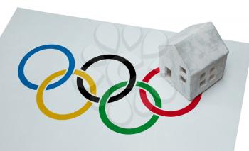 Small house on a flag - Olympic Rings