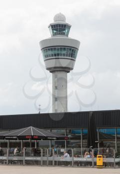 Schiphol, The Netherlands on June 29, 2017; View of the control tower of Schiphol on 29 june 2017.