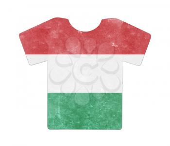 Simple t-shirt, flithy and vintage look, isolated on white - Hungary