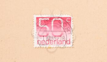 THE NETHERLANDS 1980: A stamp printed in the Netherlands shows it's value of 50 cents, circa 1980