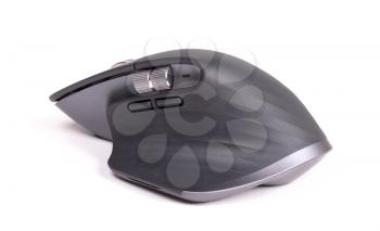 Close up wireless computer mouse, modern design, isolated on white