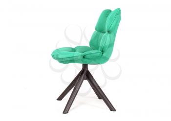 Modern chair made from suede and metal, isolated on white - Green