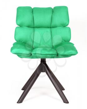 Modern chair made from suede and metal, isolated on white - Green