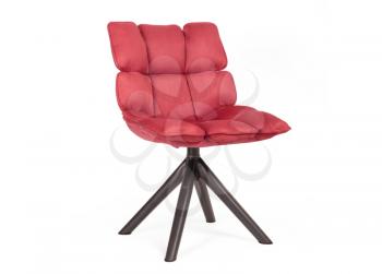 Modern chair made from suede and metal, isolated on white - Red