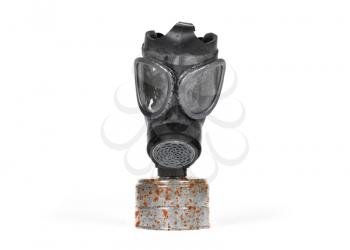 Vintage gasmask isolated on a white background - Rusted filter