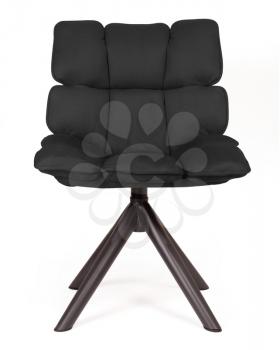 Modern chair made from suede and metal, isolated on white - Black