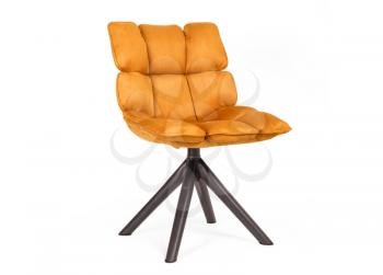 Modern chair made from suede and metal, isolated on white - Orange