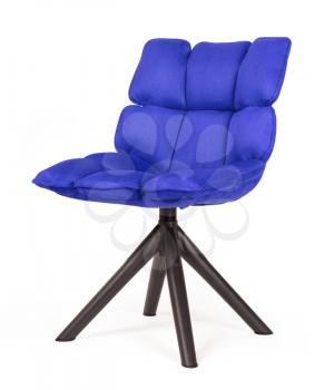Modern chair made from suede and metal, isolated on white - Blue