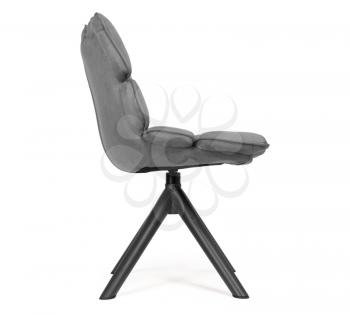 Modern chair made from suede and metal, isolated on white - Grey