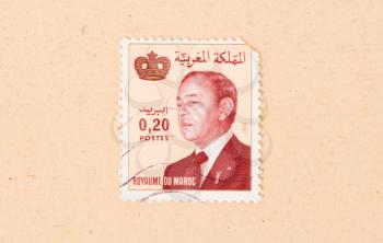 MOROCCO - CIRCA 1980: A stamp printed in Morocco shows the king, circa 1980
