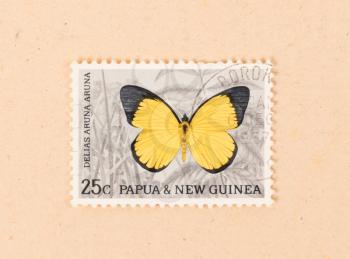 PAPUA NEW GUINEA - CIRCA 1980: A stamp printed in Papua New Guinea shows a butterfly, circa 1980