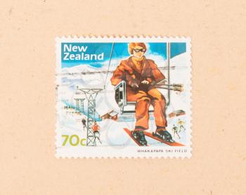 NEW ZEALAND - CIRCA 1980: A stamp printed in New Zealand shows Whakapapa Ski Field, circa 1980