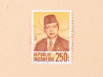 INDONESIA - CIRCA 1982: A stamp printed in Indonesia shows president Soekarno, circa 1982