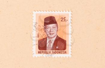 INDONESIA - CIRCA 1983: A stamp printed in Indonesia shows president Soekarno, circa 1983
