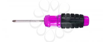 Modern screwdriver isolated on a white background, pink