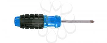 Modern screwdriver isolated on a white background, blue
