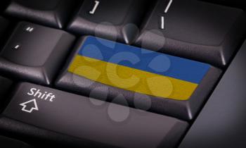 Flag on button keyboard, flag of Ukraine