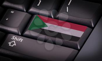 Flag on button keyboard, flag of Sudan