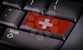 Flag on button keyboard, flag of Switzerland