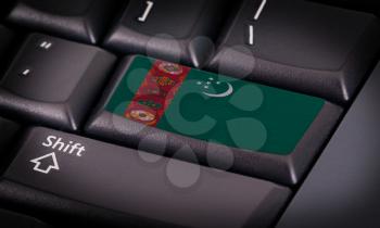 Flag on button keyboard, flag of Turkmenistan