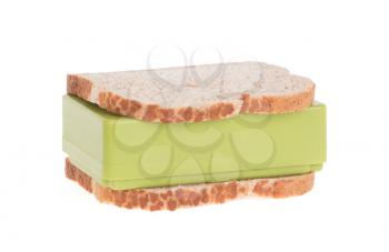 Simple old lunch box isolated on a white background