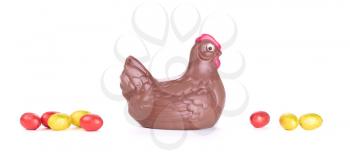 Chocolate easter chicken - Isolated on white background