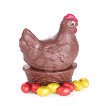 Chocolate easter chicken - Isolated on white background