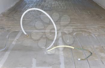 New electricity and gas pipe in a concrete floor - Building a kitchen island