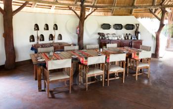 Table without guests in an African restaurant - Namibia