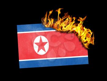 Flag burning - concept of war or crisis - North Korea